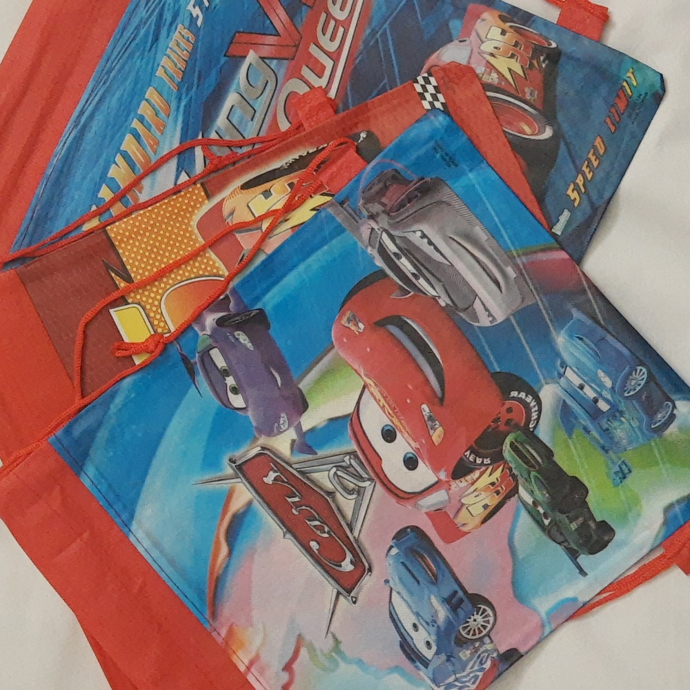 Disney Pixar Cars 2 Lightning McQueen Drawstring Tote Bags Party Favors 12 Pcs